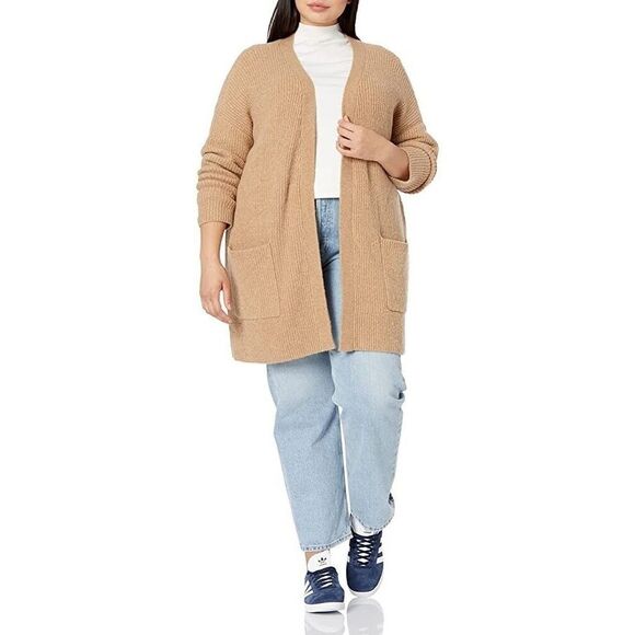 Women Cardigan XS Oversized Boucle Shaker Stitch Sweater Camel Goodthreads - Picture 2 of 8